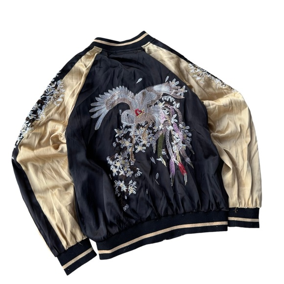 Sukajan Jabiru Bird Souvenir Japan Tourist Bomber Jacket Nature Asian Vintage - Picture 4 of 14
